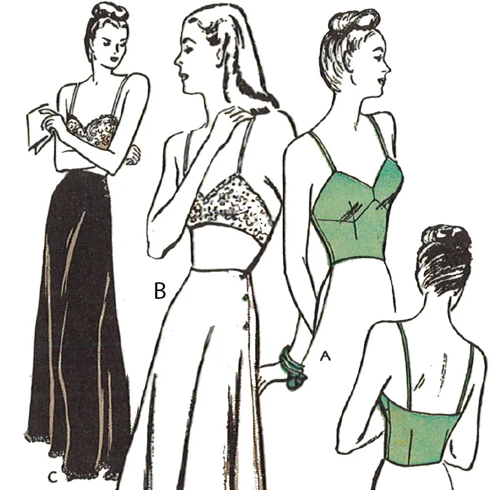1940's Pattern, Women's Bra & Petticoat Lingerie - Bust 32" (81.3cm)