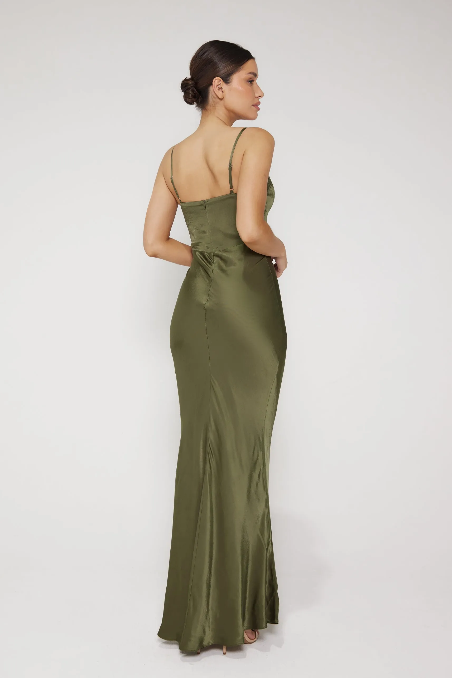 Ada V Neck Slip Maxi Dress - Khaki