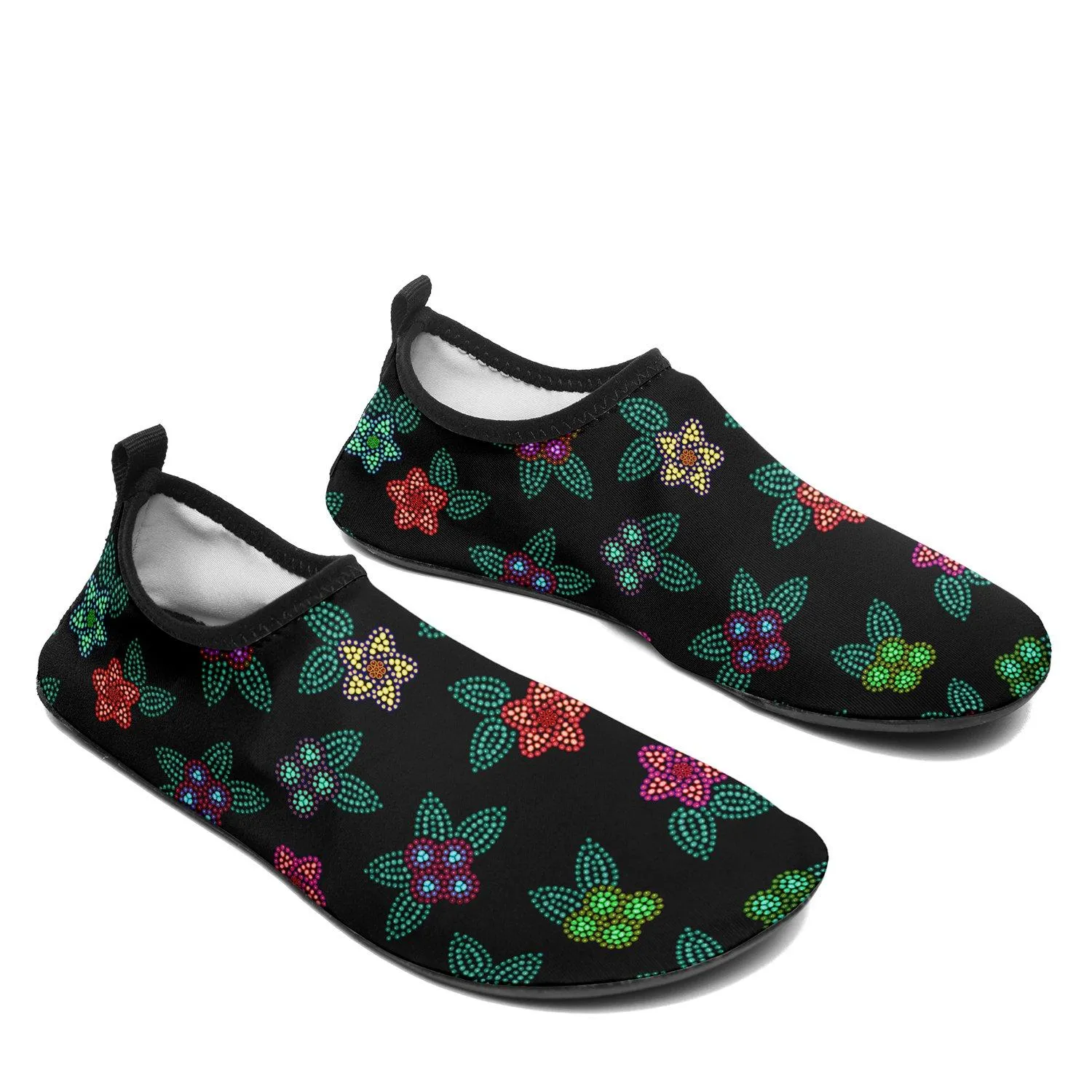 Berry Flowers Black Sockamoccs Kid's Sockamoccs Slip On Shoes