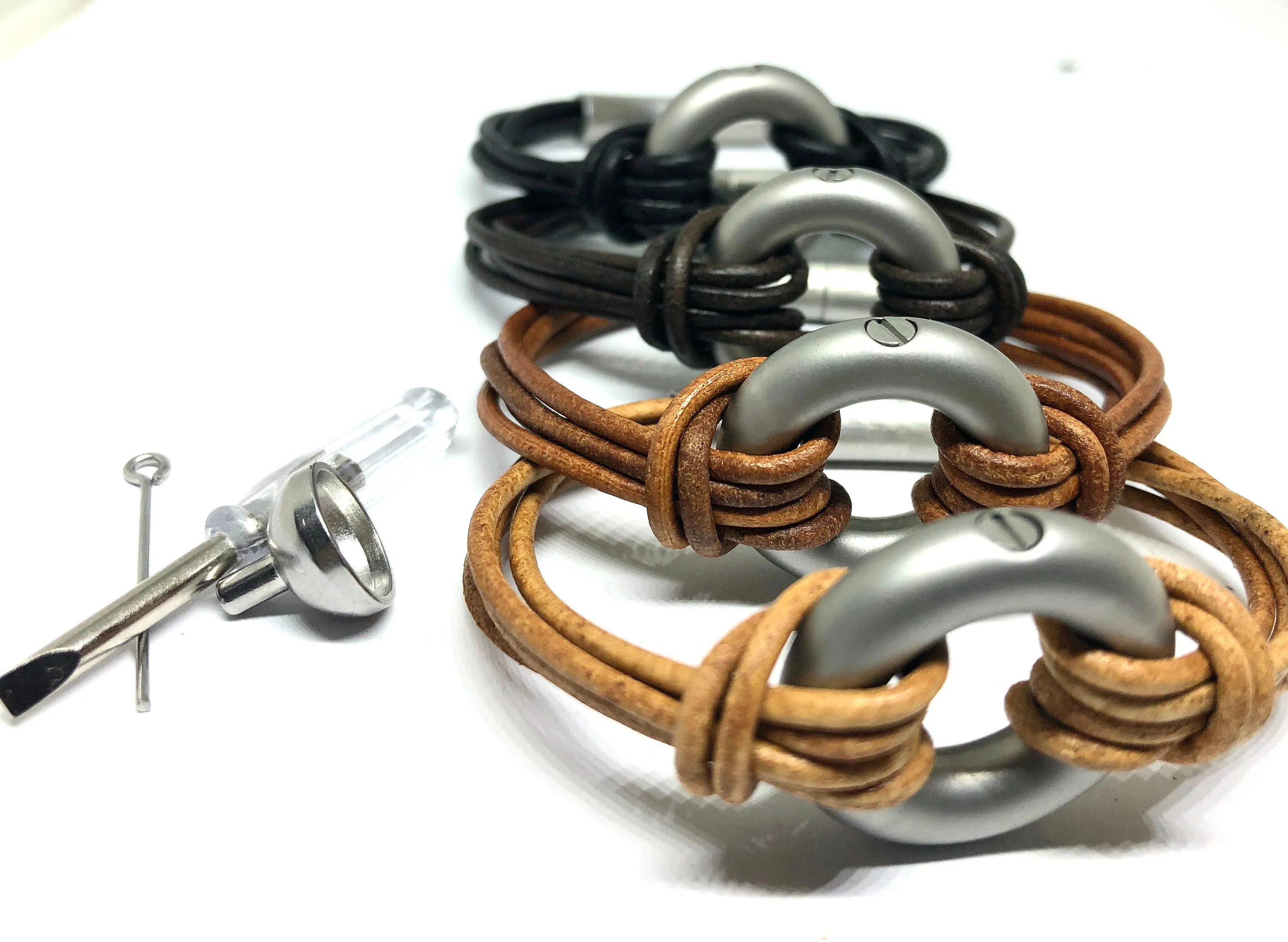 Black Multi cord 2mm Leather urn Bracelet