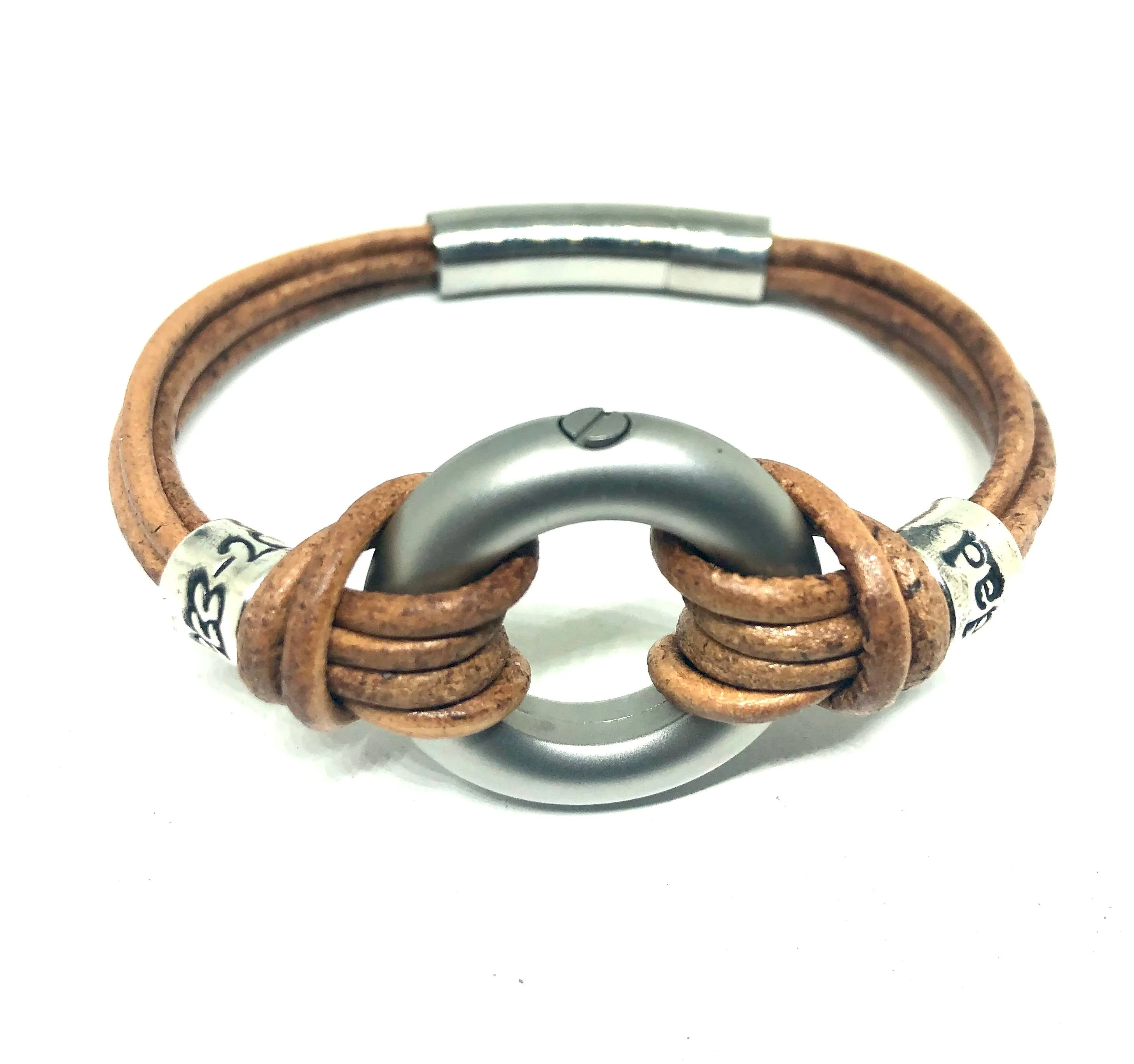 Black Multi cord 2mm Leather urn Bracelet