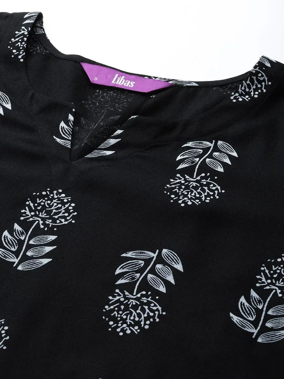 Black Printed Cotton Night Suit