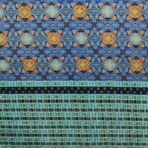 Blue Batik Border Cotton Print