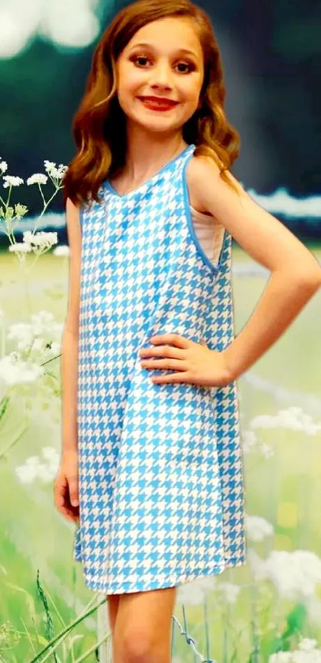 Blue Daisy Houndstooth Sundress