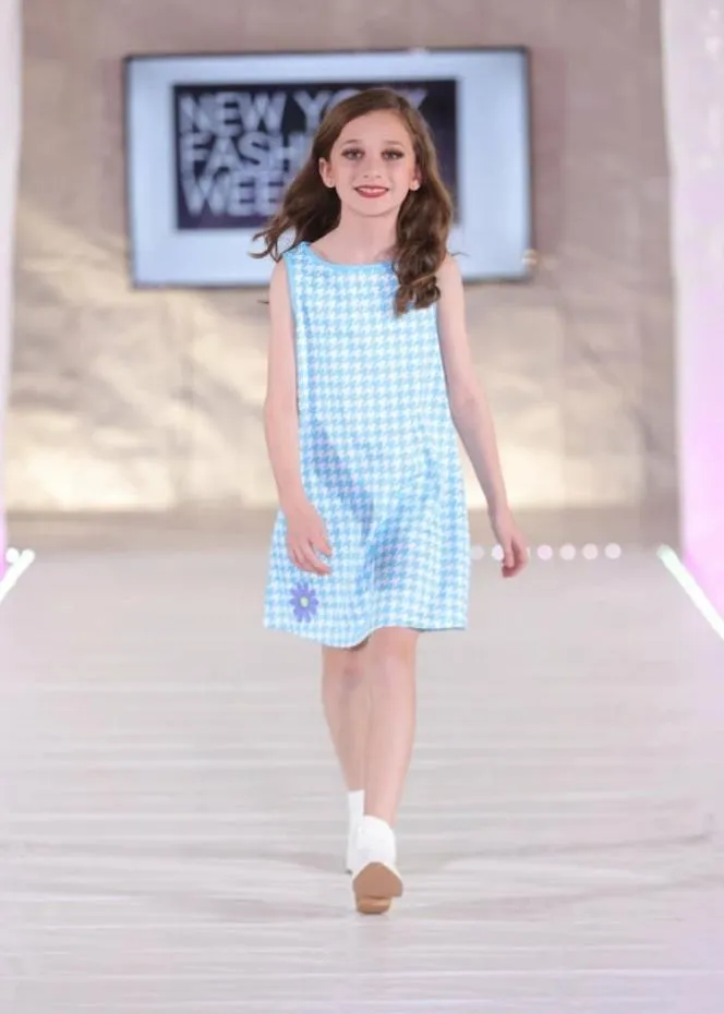 Blue Daisy Houndstooth Sundress