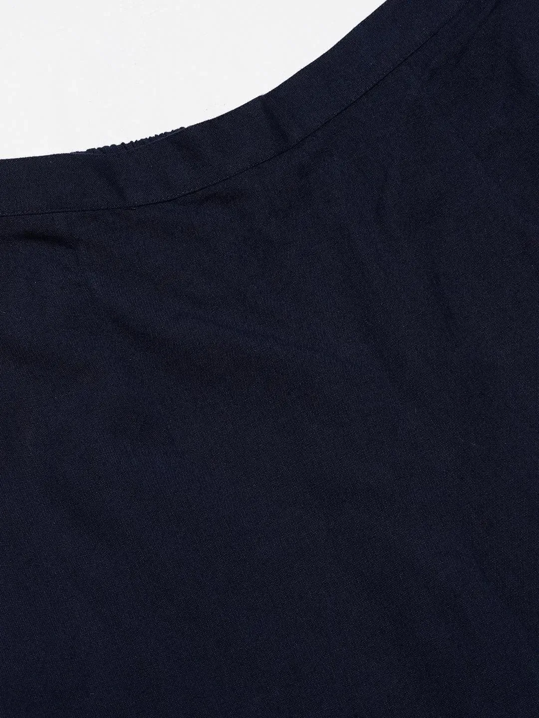 Blue Solid Cotton Trousers