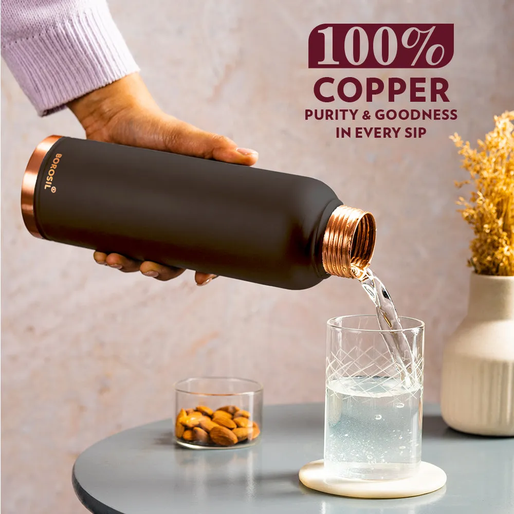 Borosil Eco Copper Bottle, Black