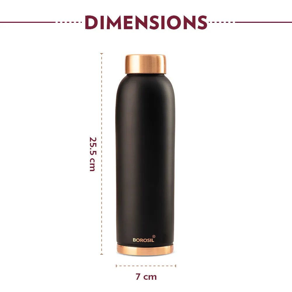 Borosil Eco Copper Bottle, Black