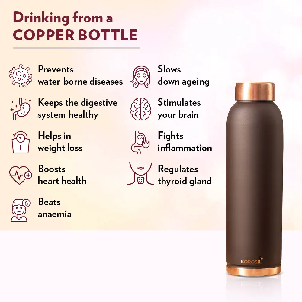 Borosil Eco Copper Bottle, Brown - Personalise