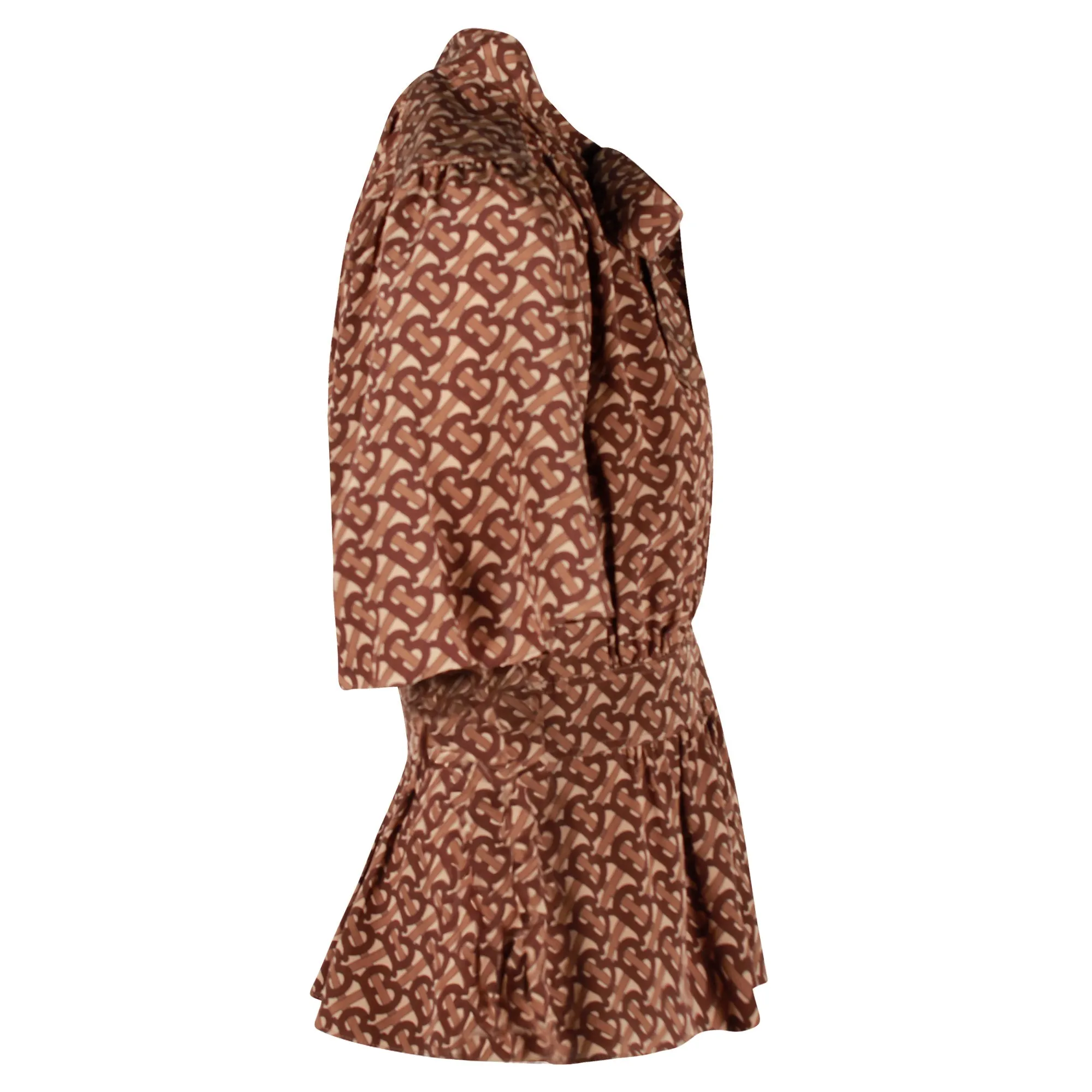 Burberry Monogram-Print Blouse in Brown Silk