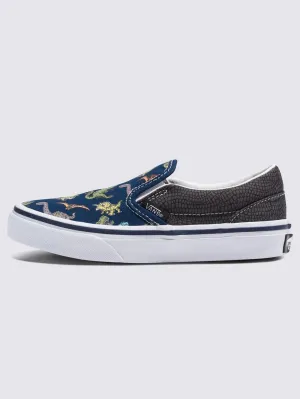 Classic Slip-On Glow Dino Multi/True White Shoes (Kids)