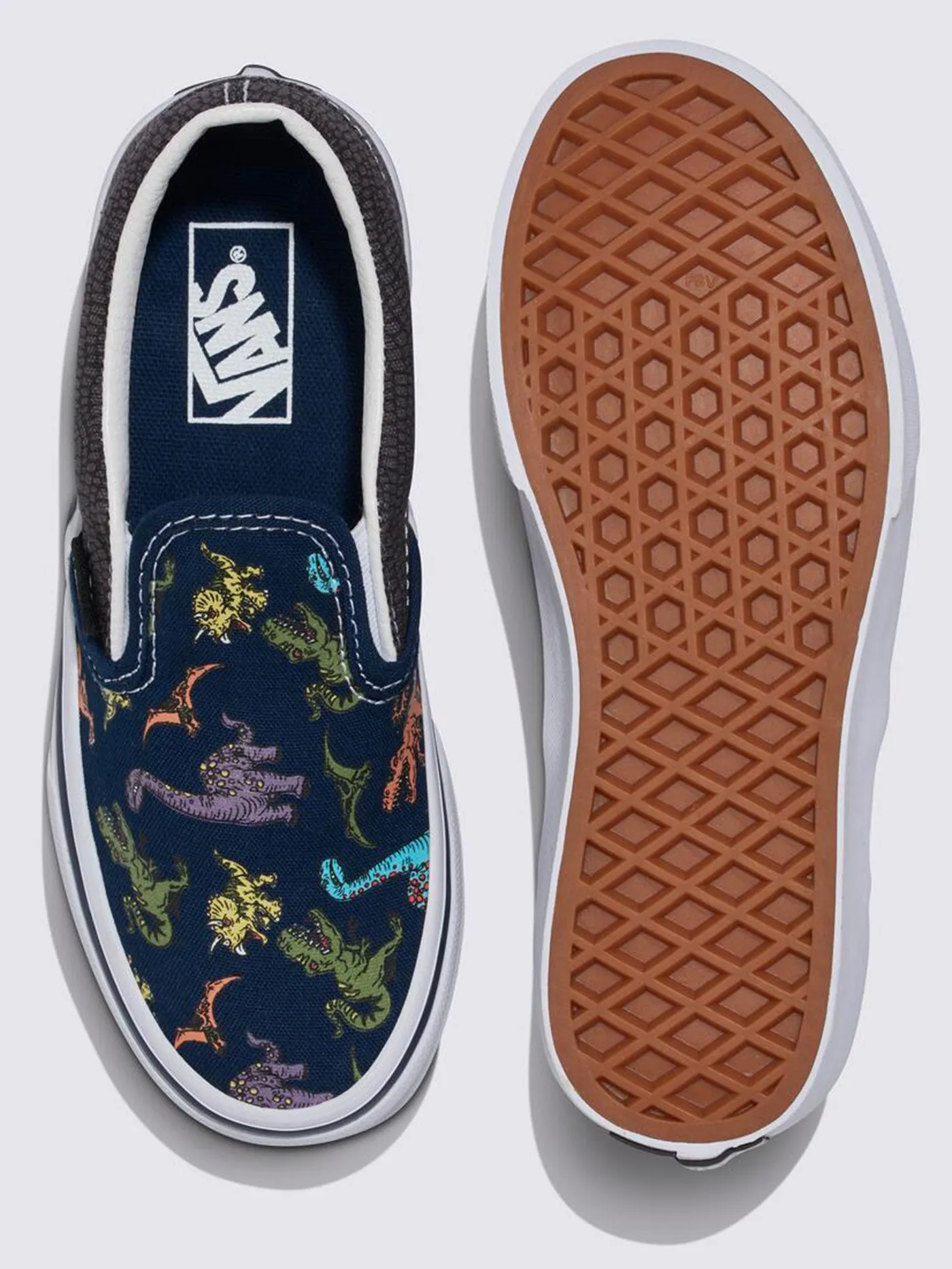 Classic Slip-On Glow Dino Multi/True White Shoes (Kids)