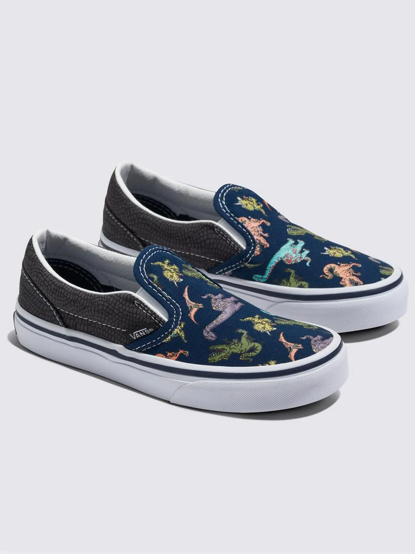 Classic Slip-On Glow Dino Multi/True White Shoes (Kids)