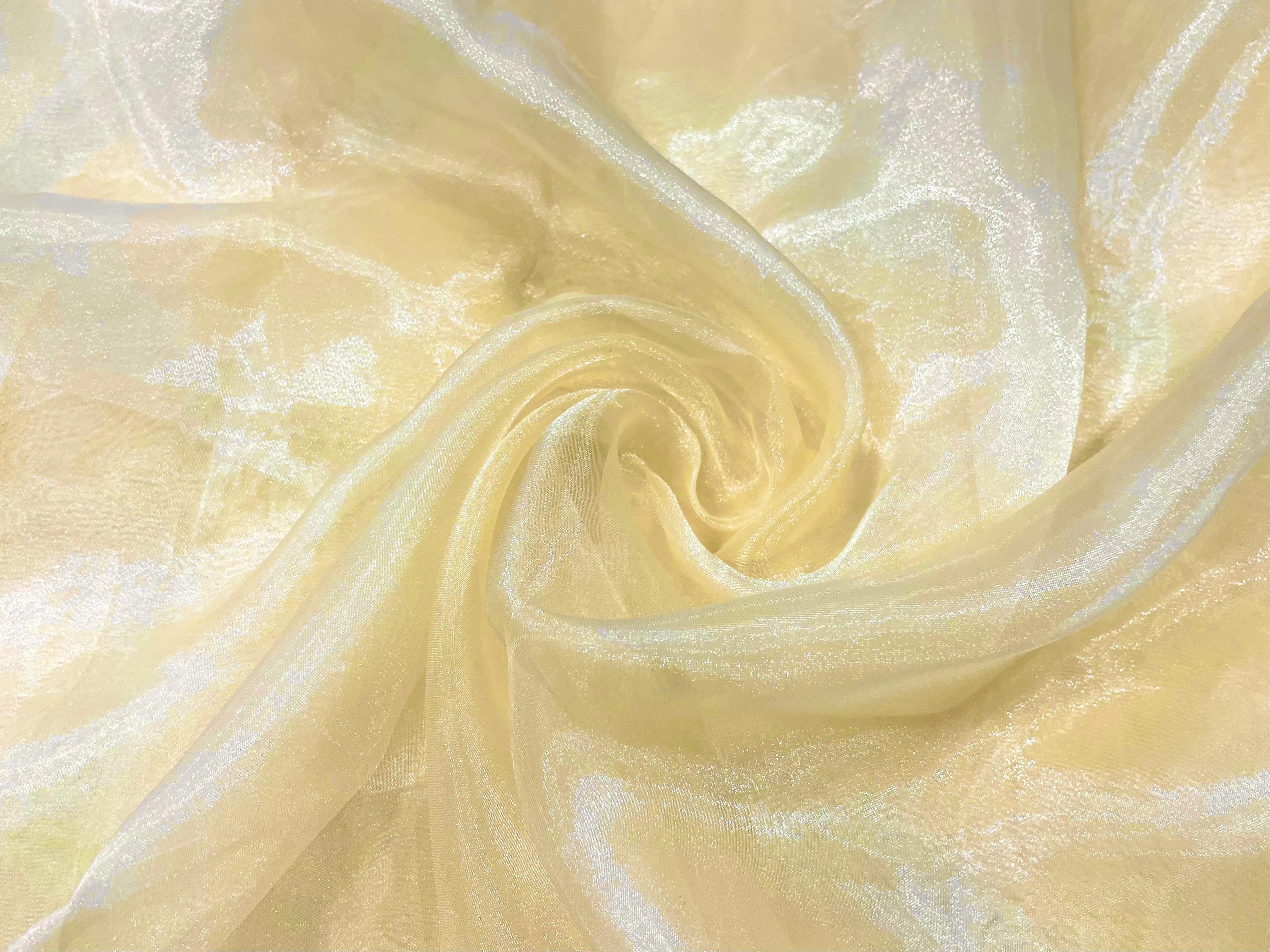 Creamy Yellow Plain Organza Fabric