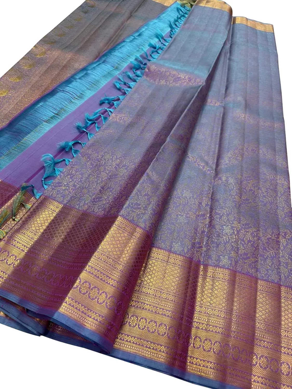 Elegant Purple Silk Saree: Handloom Kanjeevaram