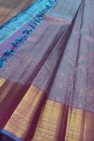 Elegant Purple Silk Saree: Handloom Kanjeevaram