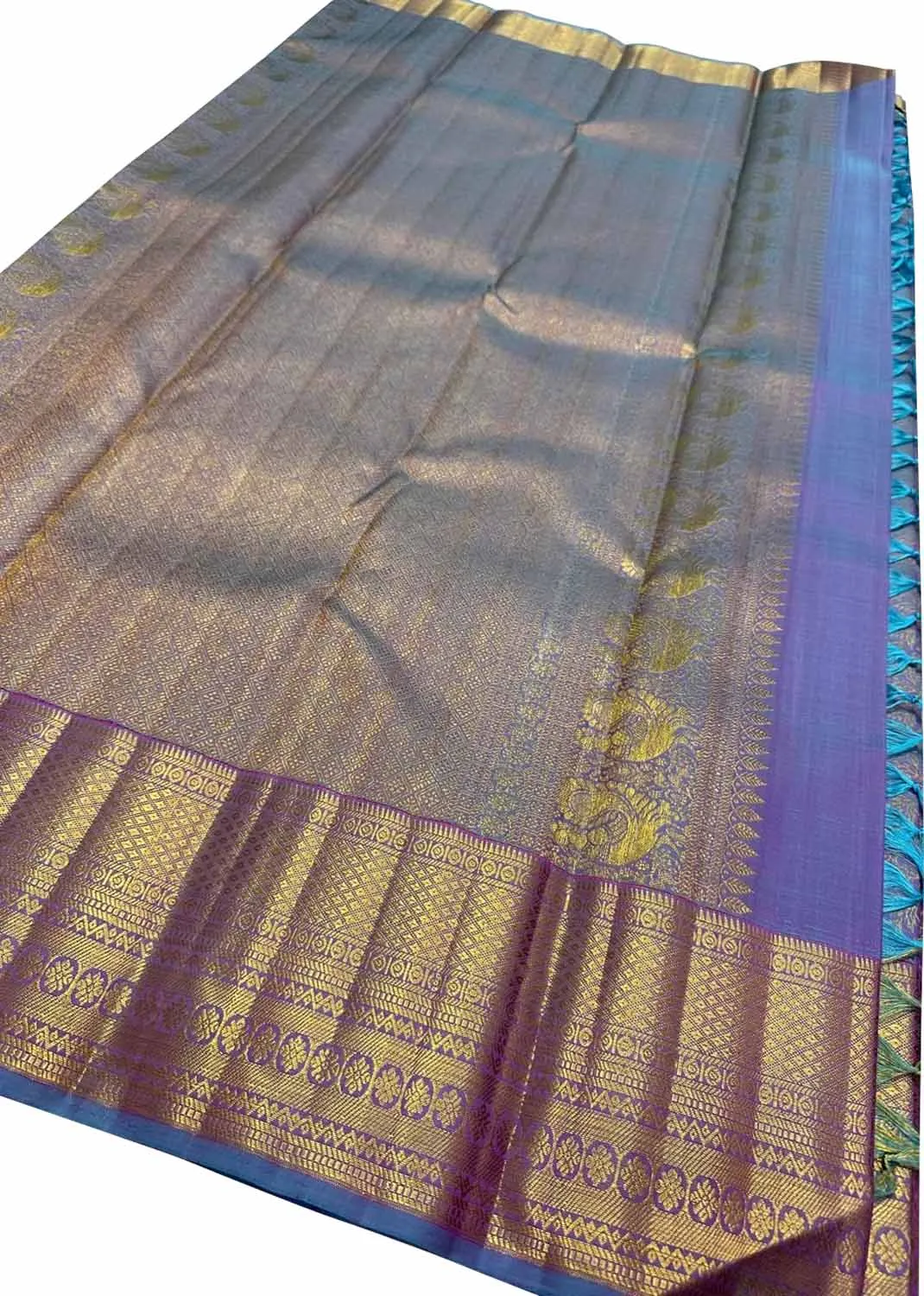 Elegant Purple Silk Saree: Handloom Kanjeevaram