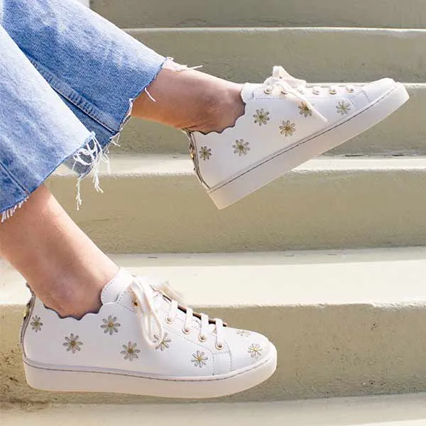 Julie Daisy | Embroidered Leather Sneaker