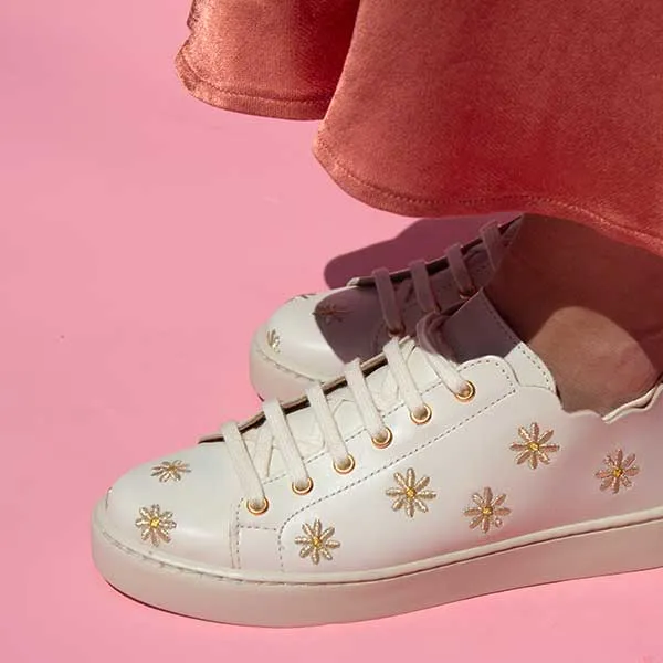 Julie Daisy | Embroidered Leather Sneaker