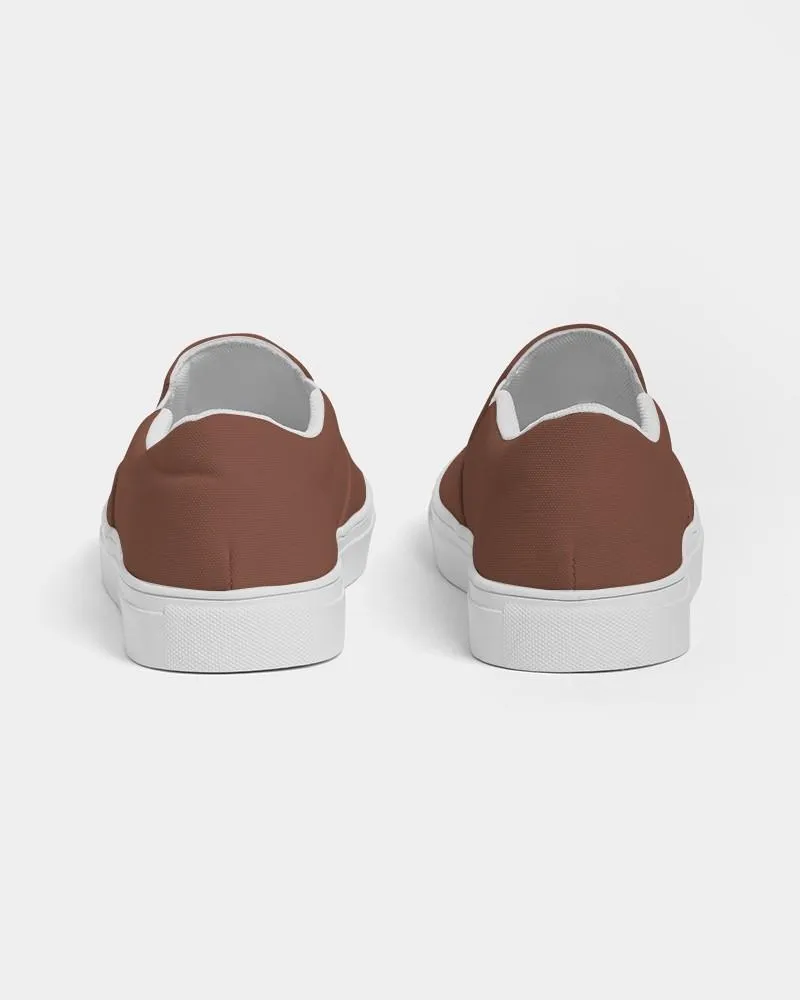 Medium Dark Red Brown Slip-On Canvas Sneakers | Women's | Medium Dark Pastel Red Brown | C0M60Y60K60