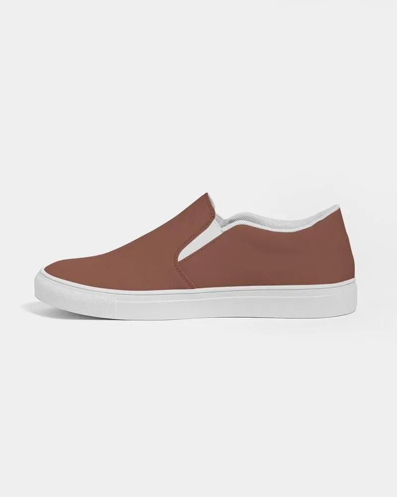 Medium Dark Red Brown Slip-On Canvas Sneakers | Women's | Medium Dark Pastel Red Brown | C0M60Y60K60