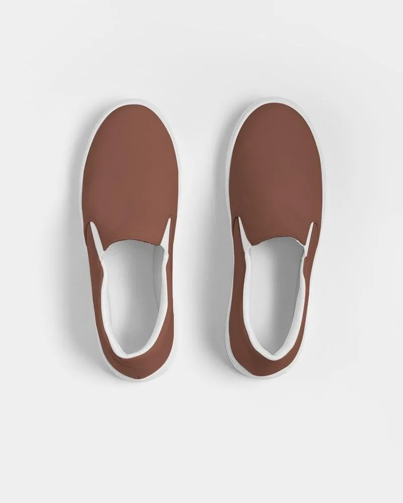Medium Dark Red Brown Slip-On Canvas Sneakers | Women's | Medium Dark Pastel Red Brown | C0M60Y60K60