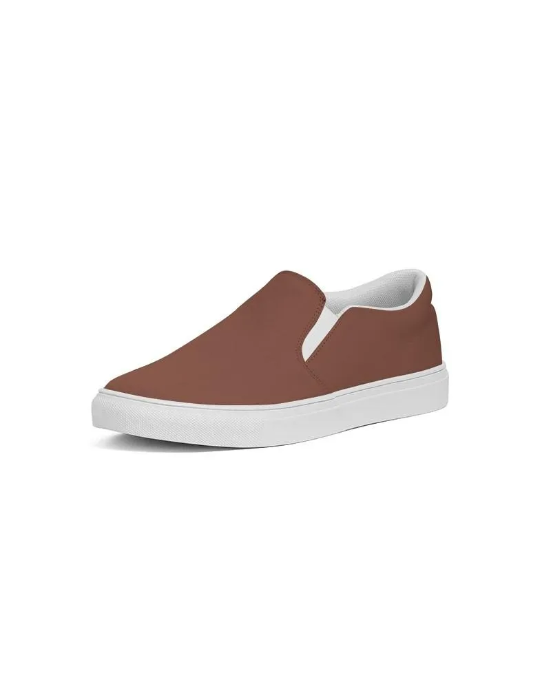 Medium Dark Red Brown Slip-On Canvas Sneakers | Women's | Medium Dark Pastel Red Brown | C0M60Y60K60