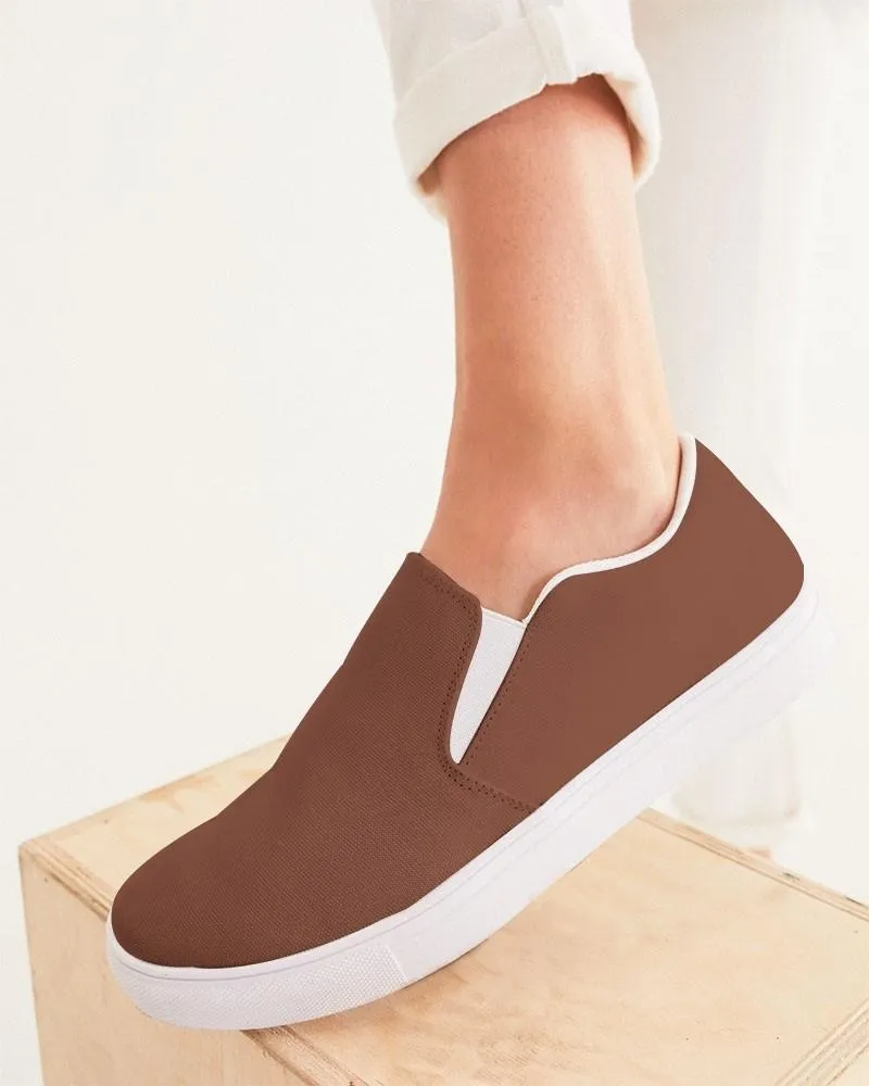 Medium Dark Red Brown Slip-On Canvas Sneakers | Women's | Medium Dark Pastel Red Brown | C0M60Y60K60