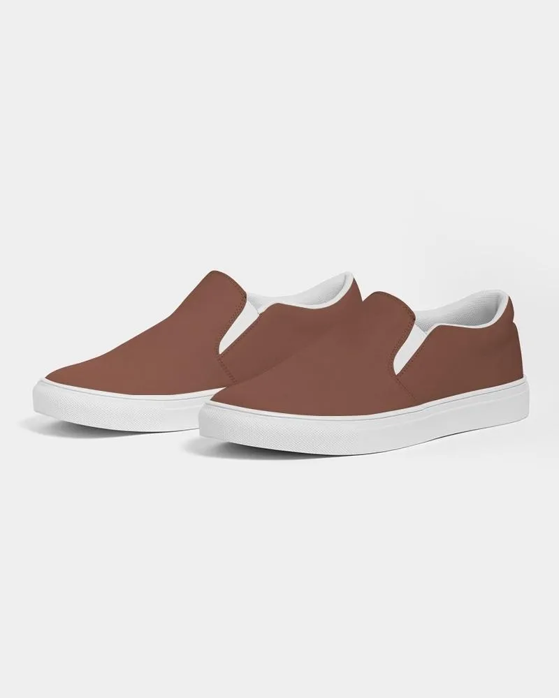 Medium Dark Red Brown Slip-On Canvas Sneakers | Women's | Medium Dark Pastel Red Brown | C0M60Y60K60