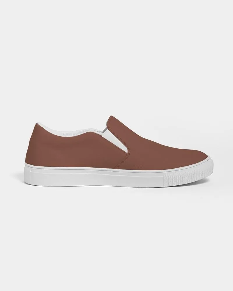 Medium Dark Red Brown Slip-On Canvas Sneakers | Women's | Medium Dark Pastel Red Brown | C0M60Y60K60