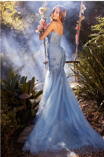 Paris Blue Fit & Flare Embellsihed Gown
