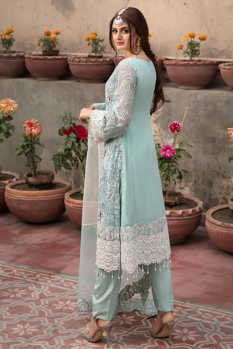 Party Chiffon Wear in Turquoise Color  #M0037