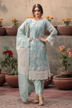 Party Chiffon Wear in Turquoise Color  #M0037