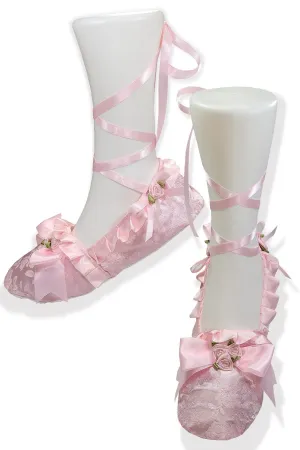 Ready to Wear You Pink Roses Adult Baby Sissy Ballet Slippers Booties by Leanne's