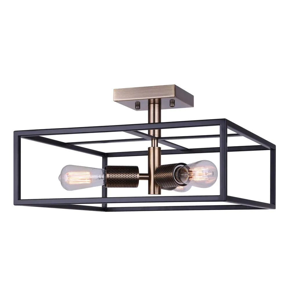 Semi-Flush Mount - Canarm BODIE Matte Black & Gold 3-Light ISF1069A03BKG