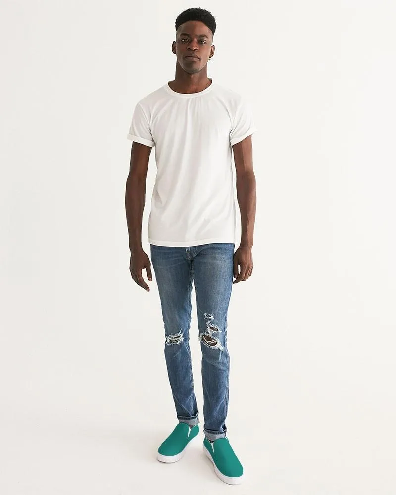Shaded Blue-Green Slip-On Canvas Sneakers | Men's | C100M0Y50K30