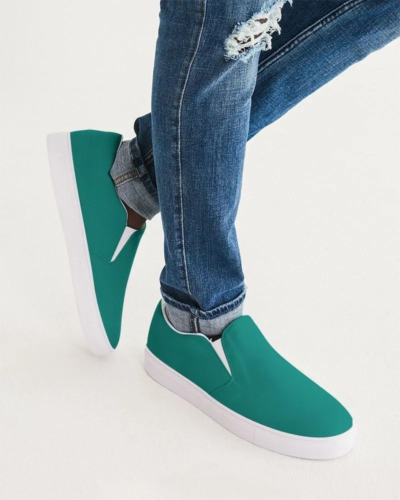 Shaded Blue-Green Slip-On Canvas Sneakers | Men's | C100M0Y50K30