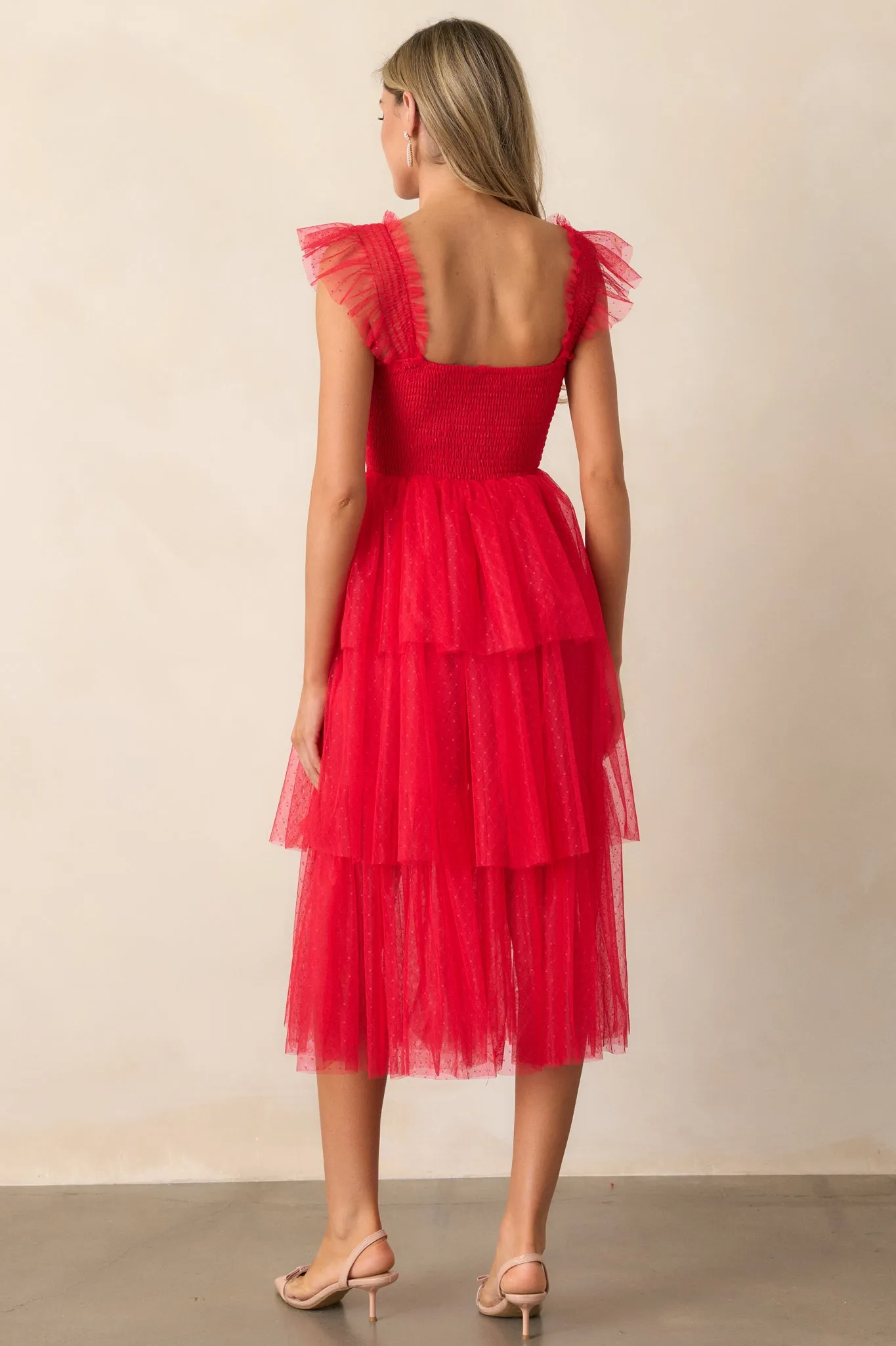 Shine Brighter Red Tiered Midi Dress