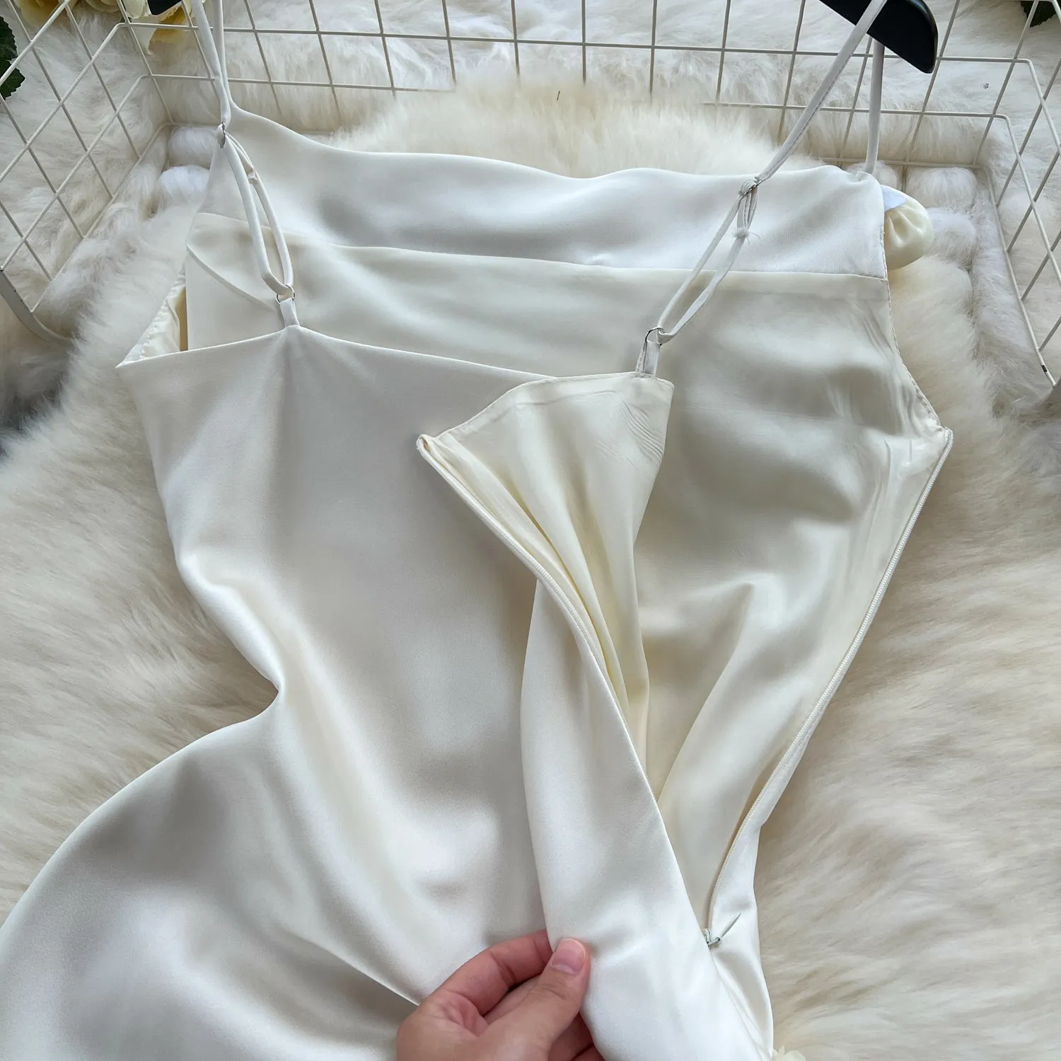 Simple Design Satin Slip Dress