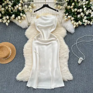 Simple Design Satin Slip Dress
