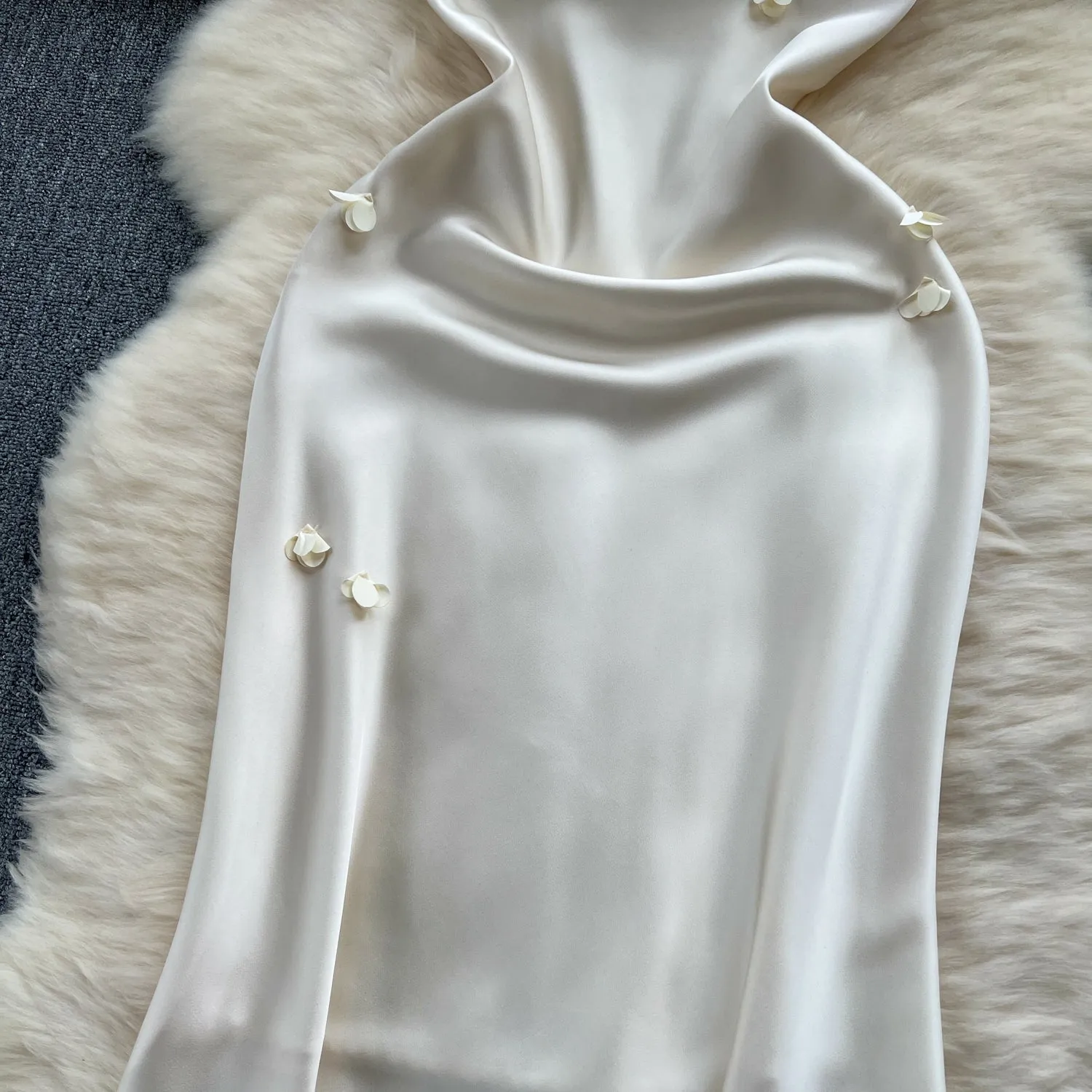 Simple Design Satin Slip Dress