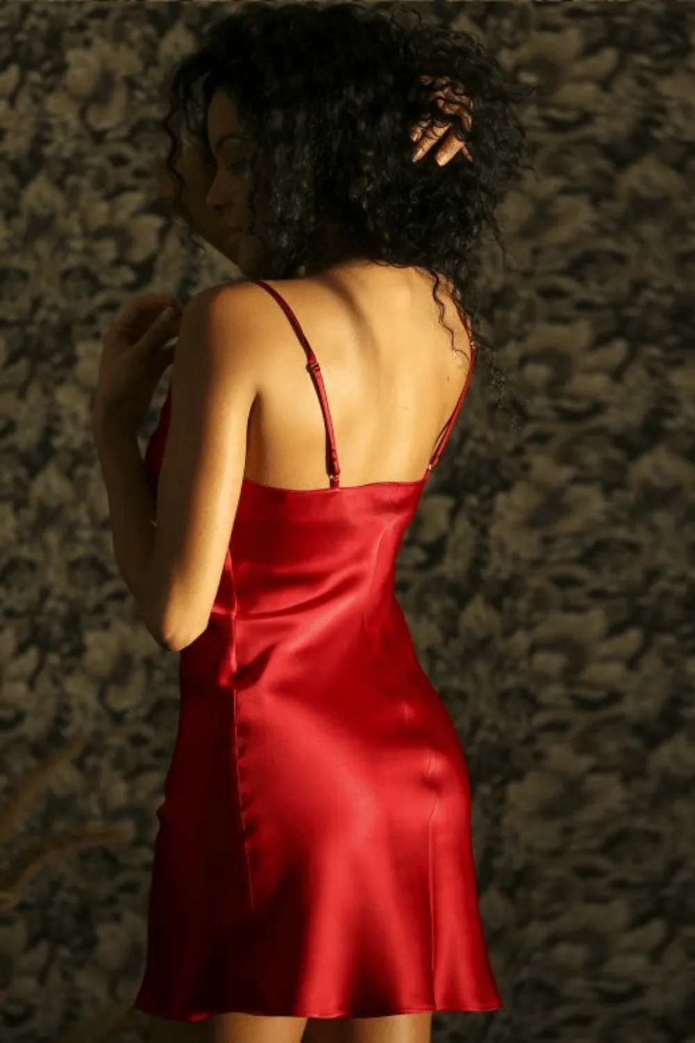 Soie Unie Silk Short Slip Red