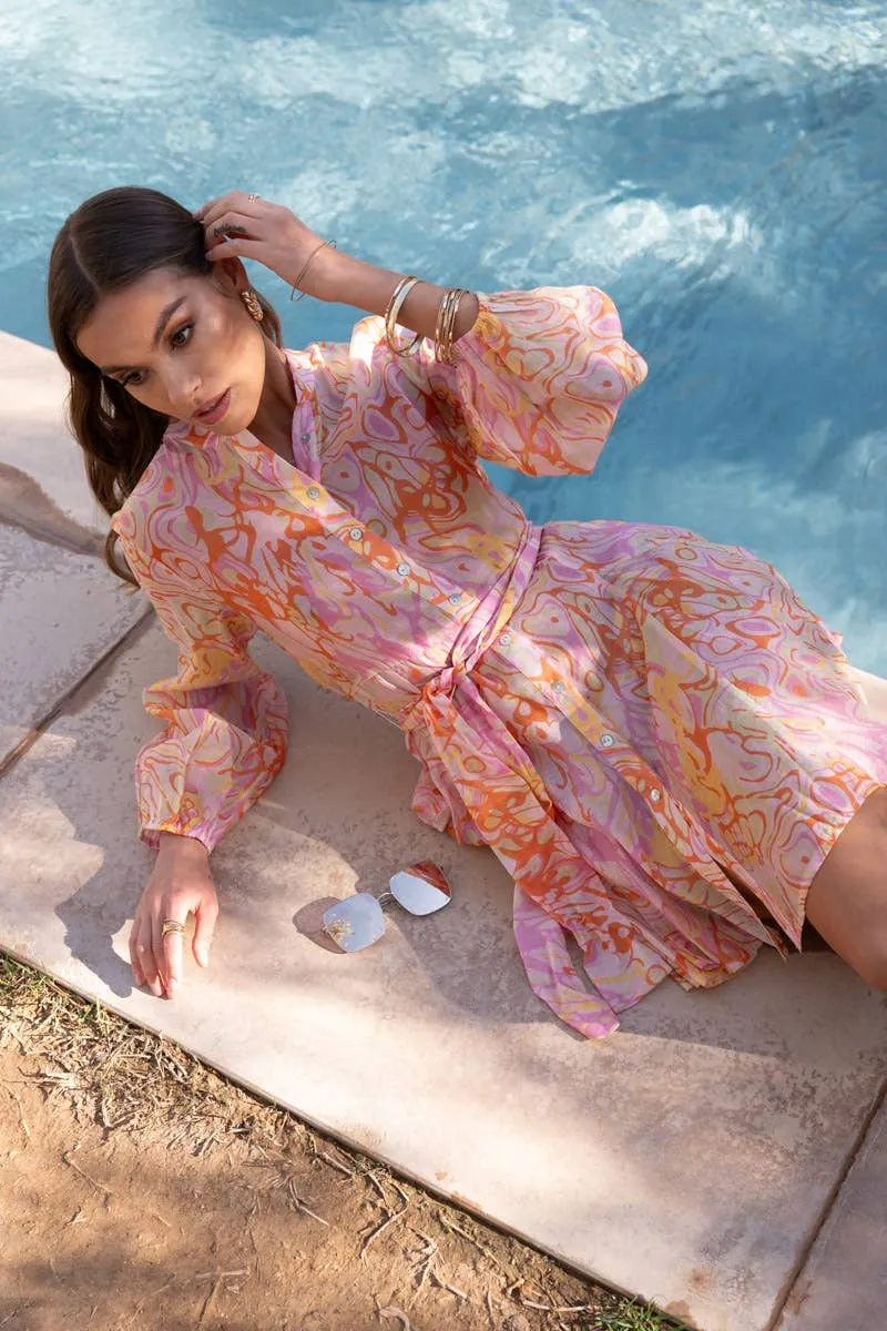 Sonia Skater Dress Printed in Silk Tencel