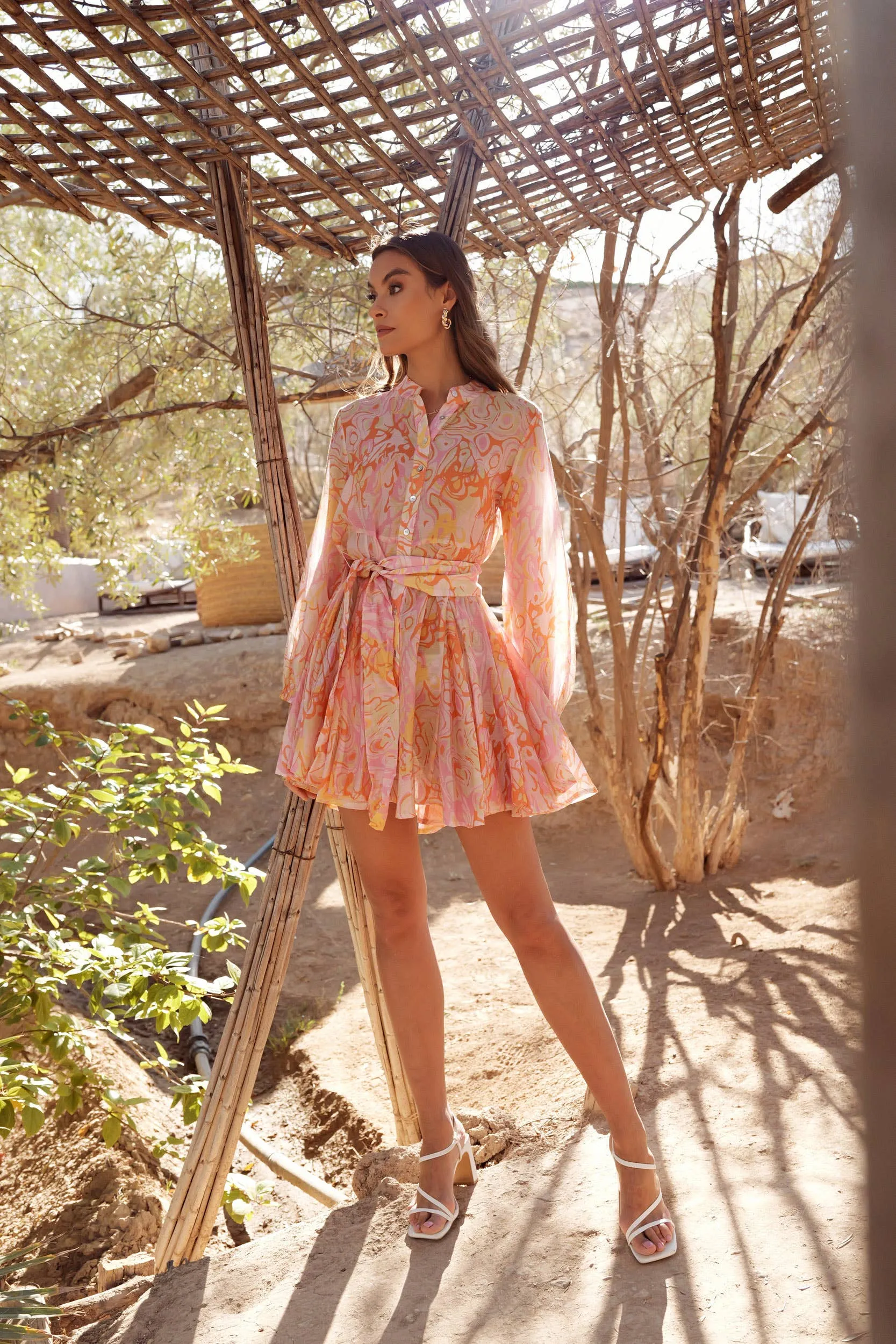 Sonia Skater Dress Printed in Silk Tencel