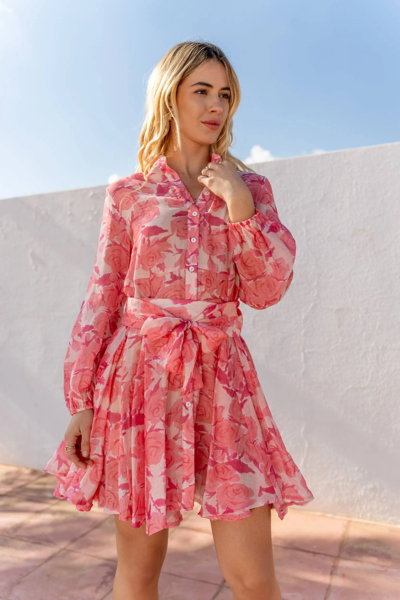 Sonia Skater Dress Printed in Silk Tencel