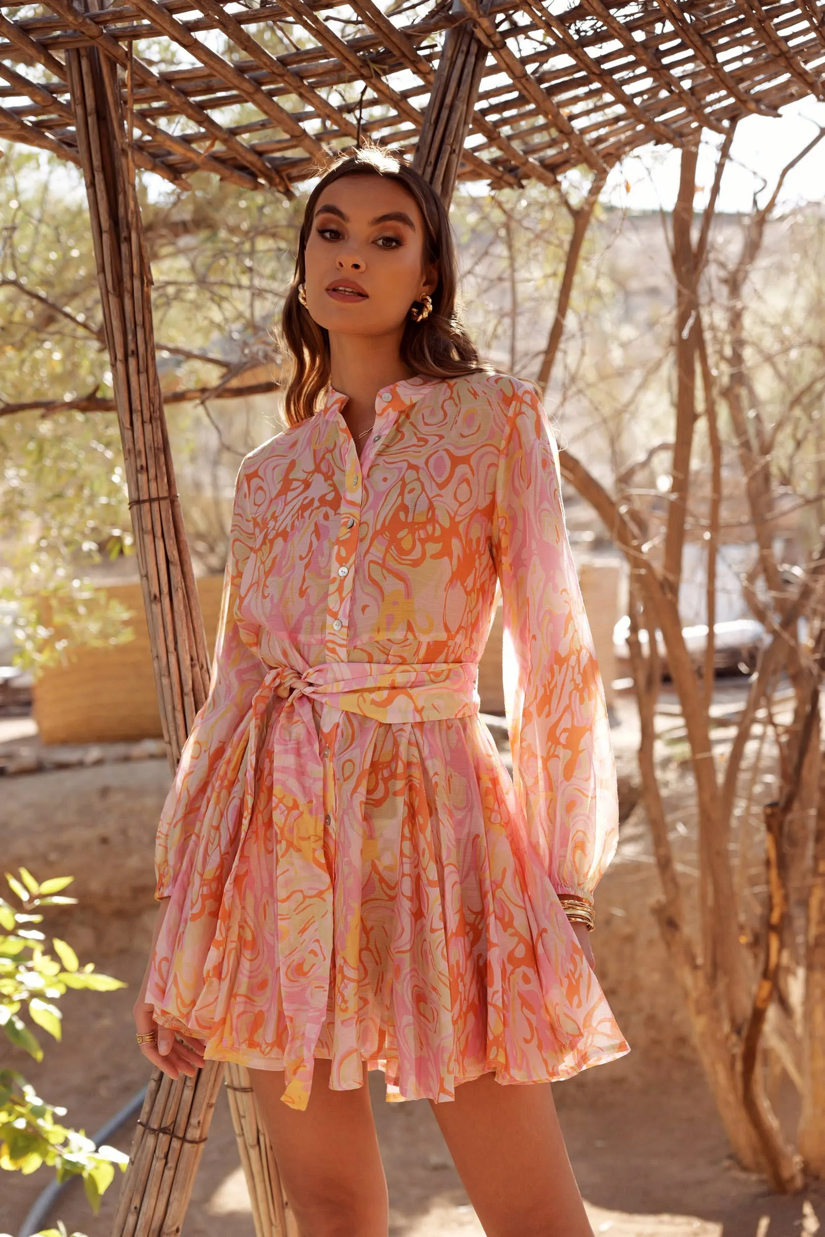 Sonia Skater Dress Printed in Silk Tencel