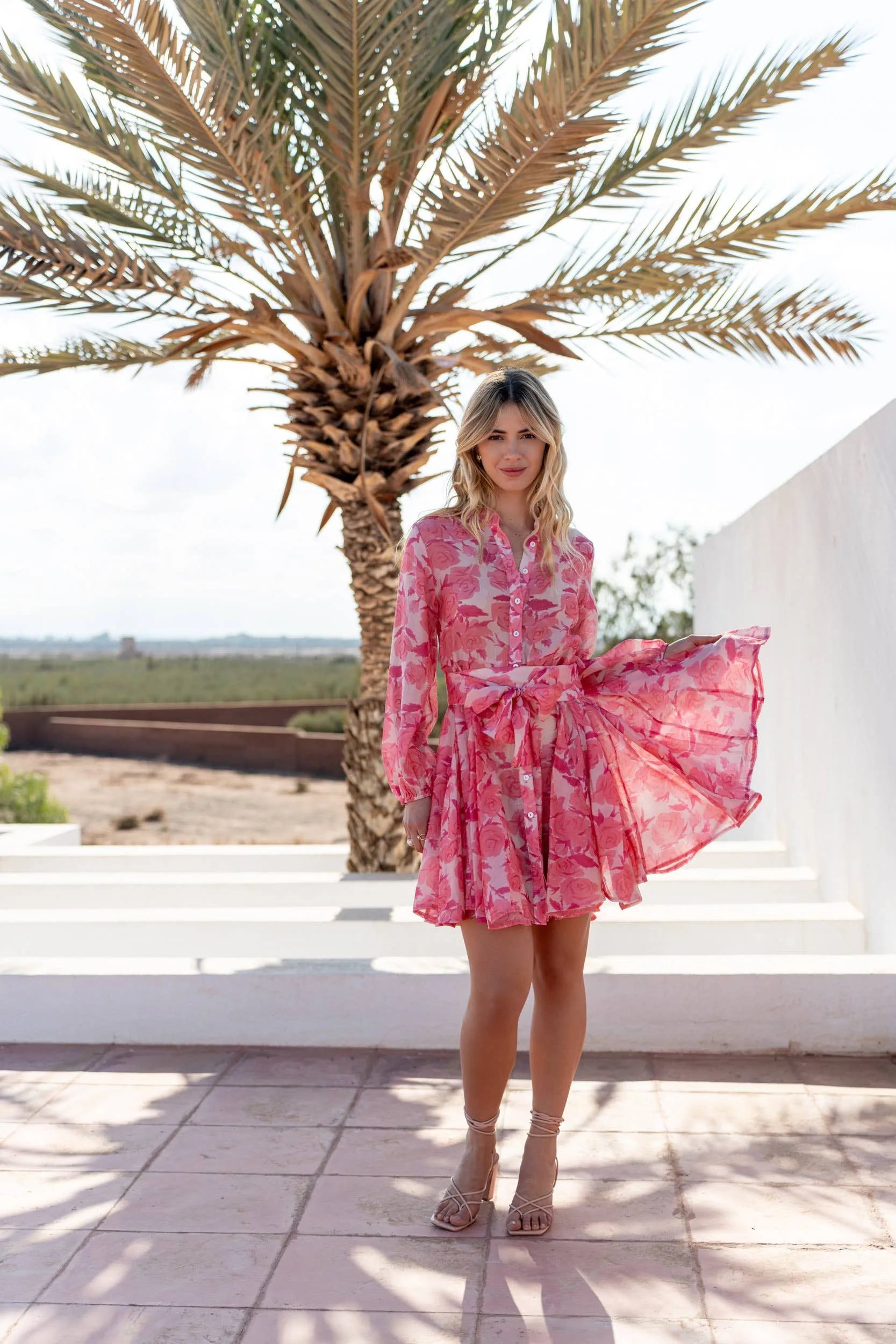 Sonia Skater Dress Printed in Silk Tencel