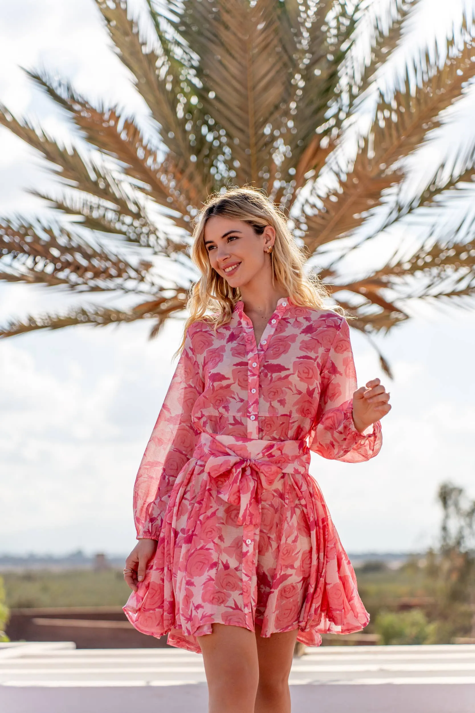 Sonia Skater Dress Printed in Silk Tencel