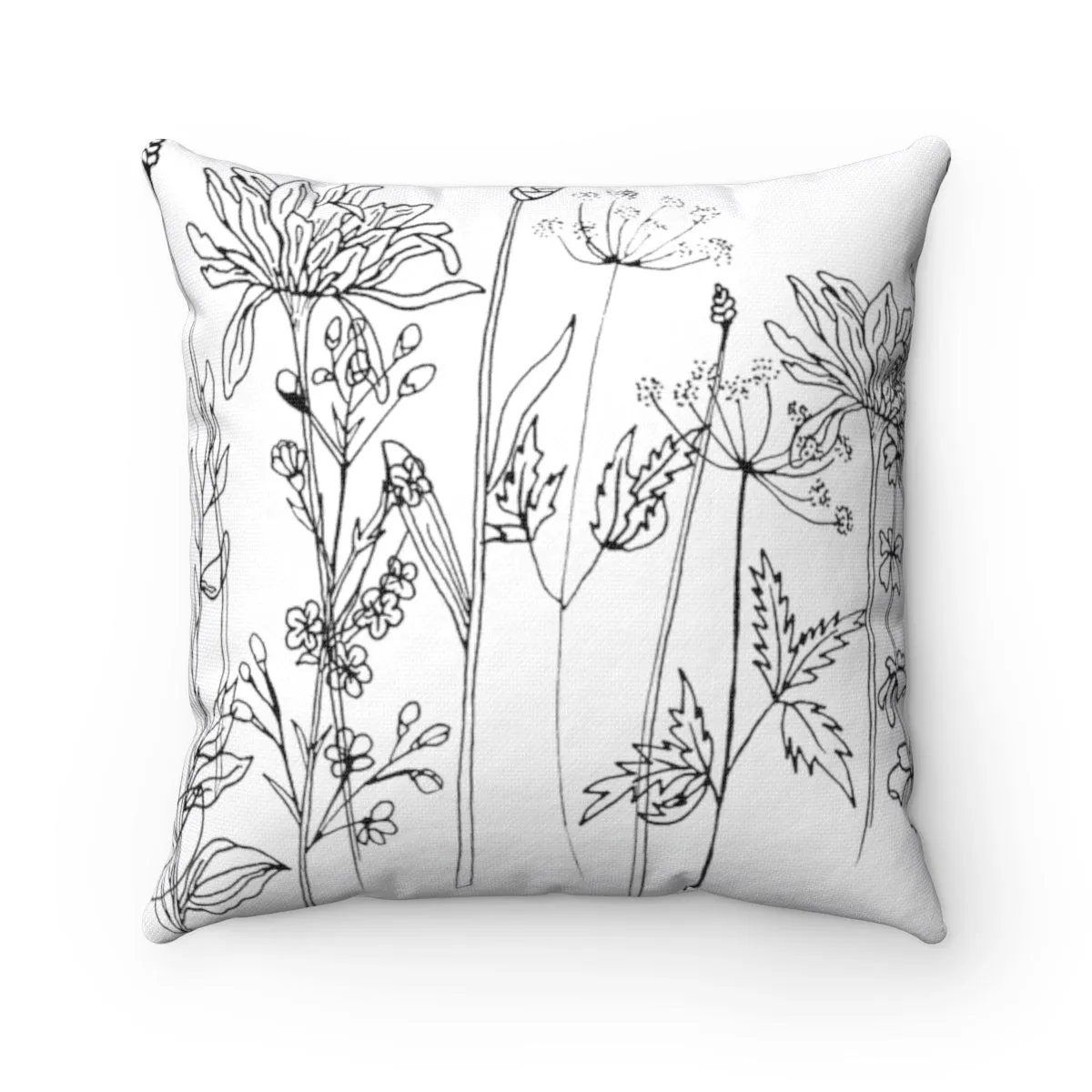 Spun Polyester Square Pillow Wildflowers