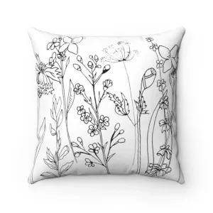 Spun Polyester Square Pillow Wildflowers